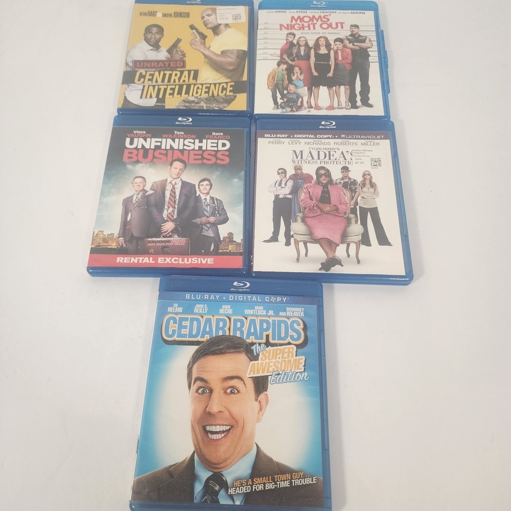 Blu-ray Lot of 5 Comedy Movies Central Intelligence Madea Cedar Rapids + More‎